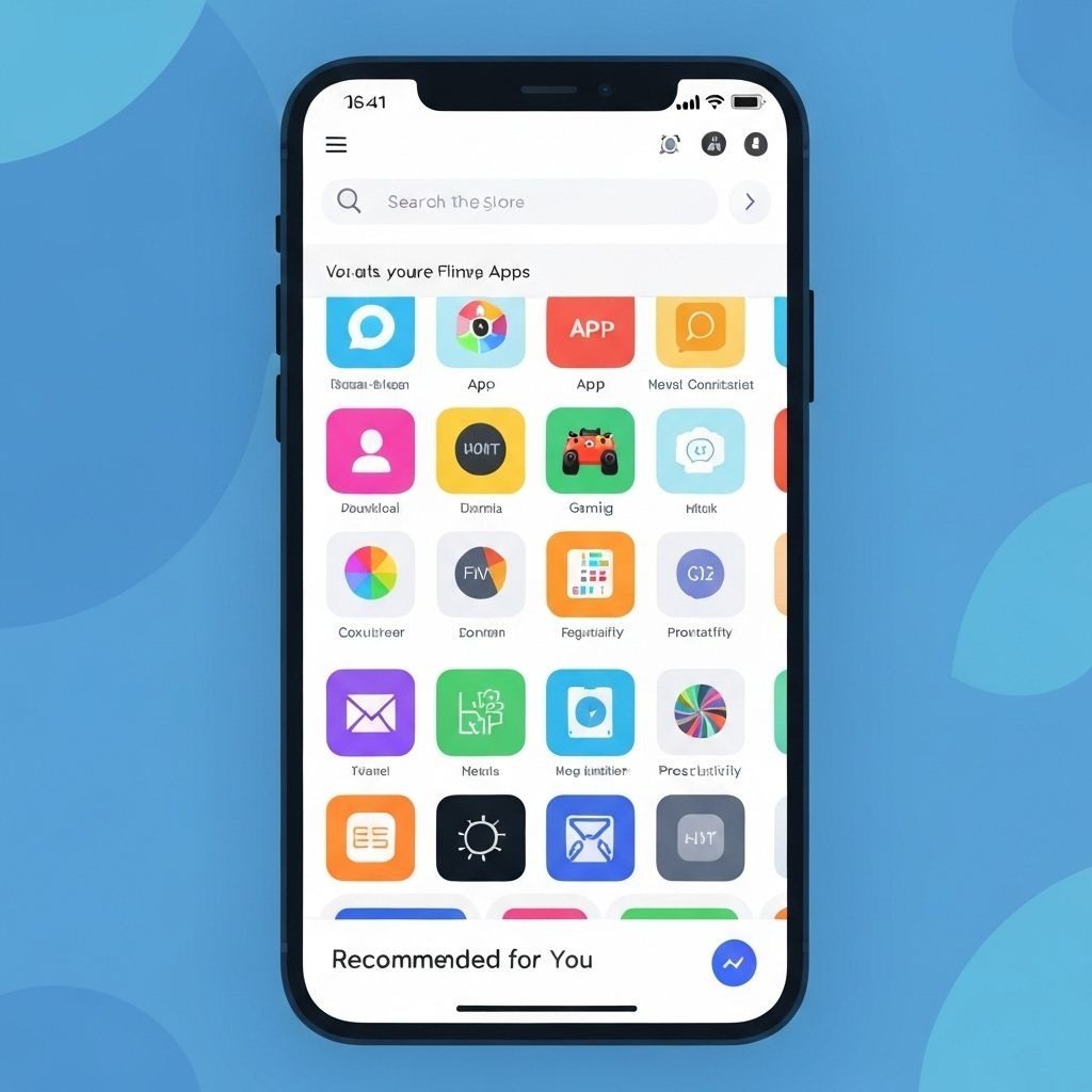 Smartphone showing an app store interface