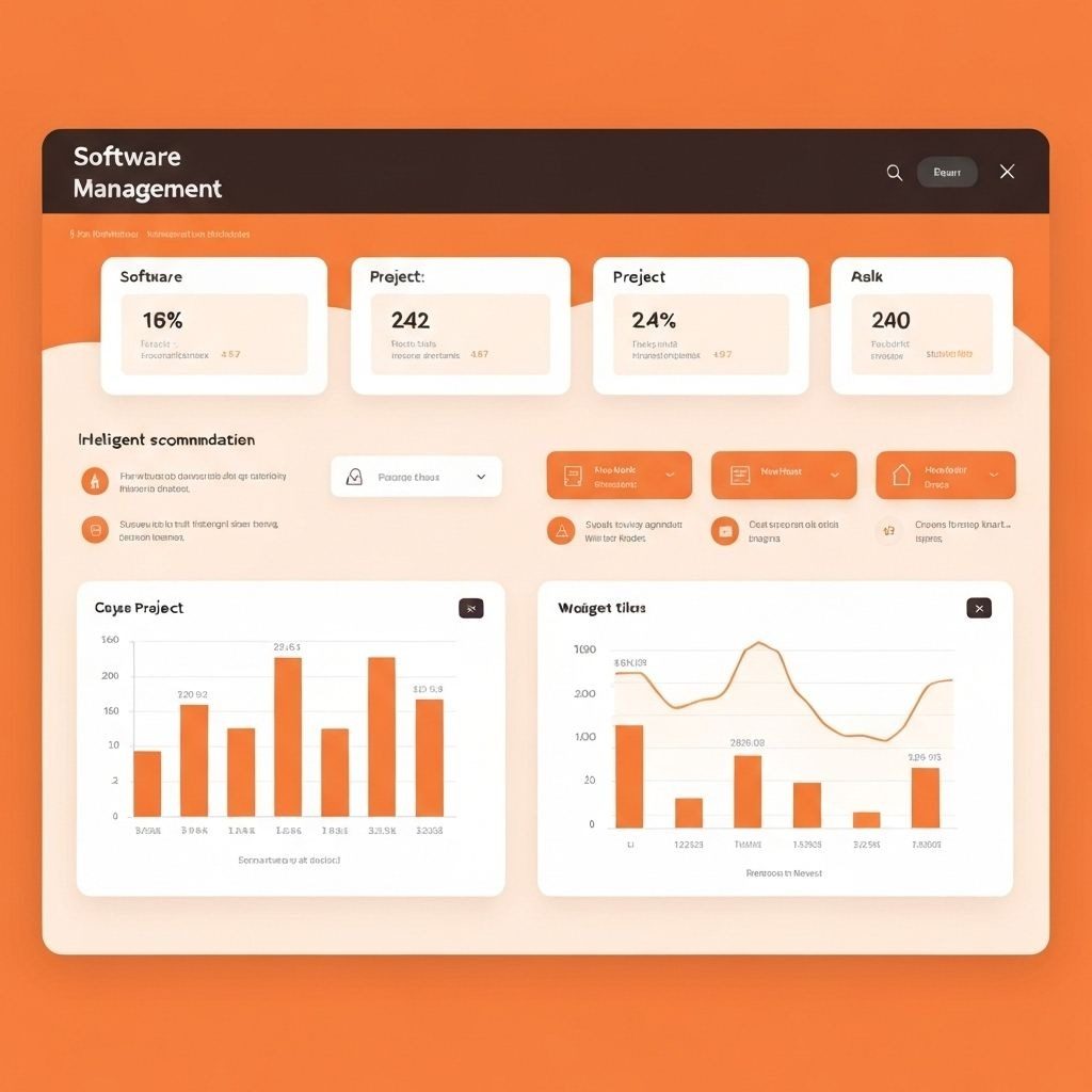 Software management dashboard with charts